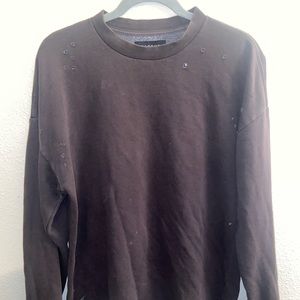 distressed dark gray PacSun crewneck sweater